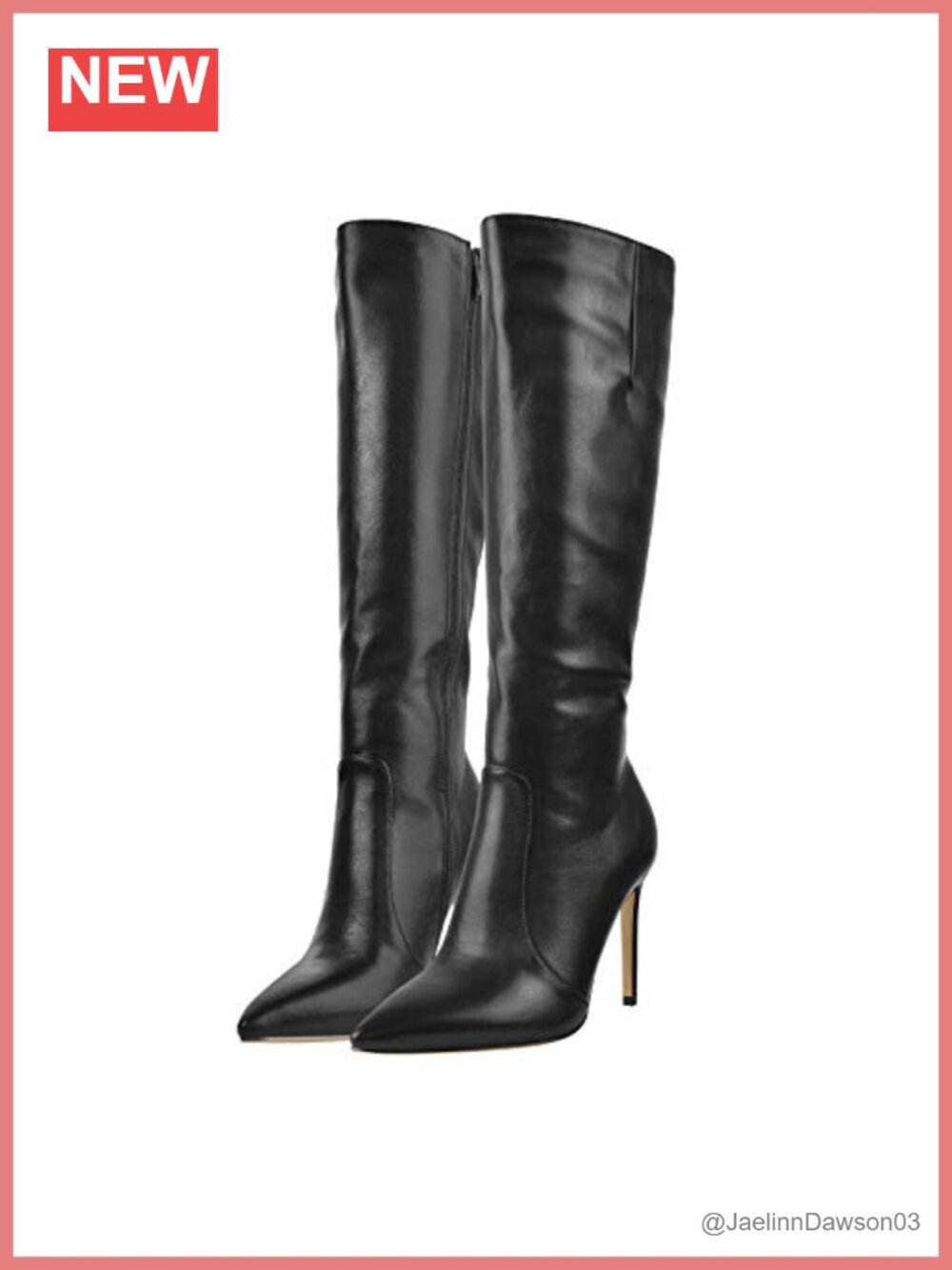 Women Pointed Toe Knee High Stiletto Boots 3.9" Heels PU